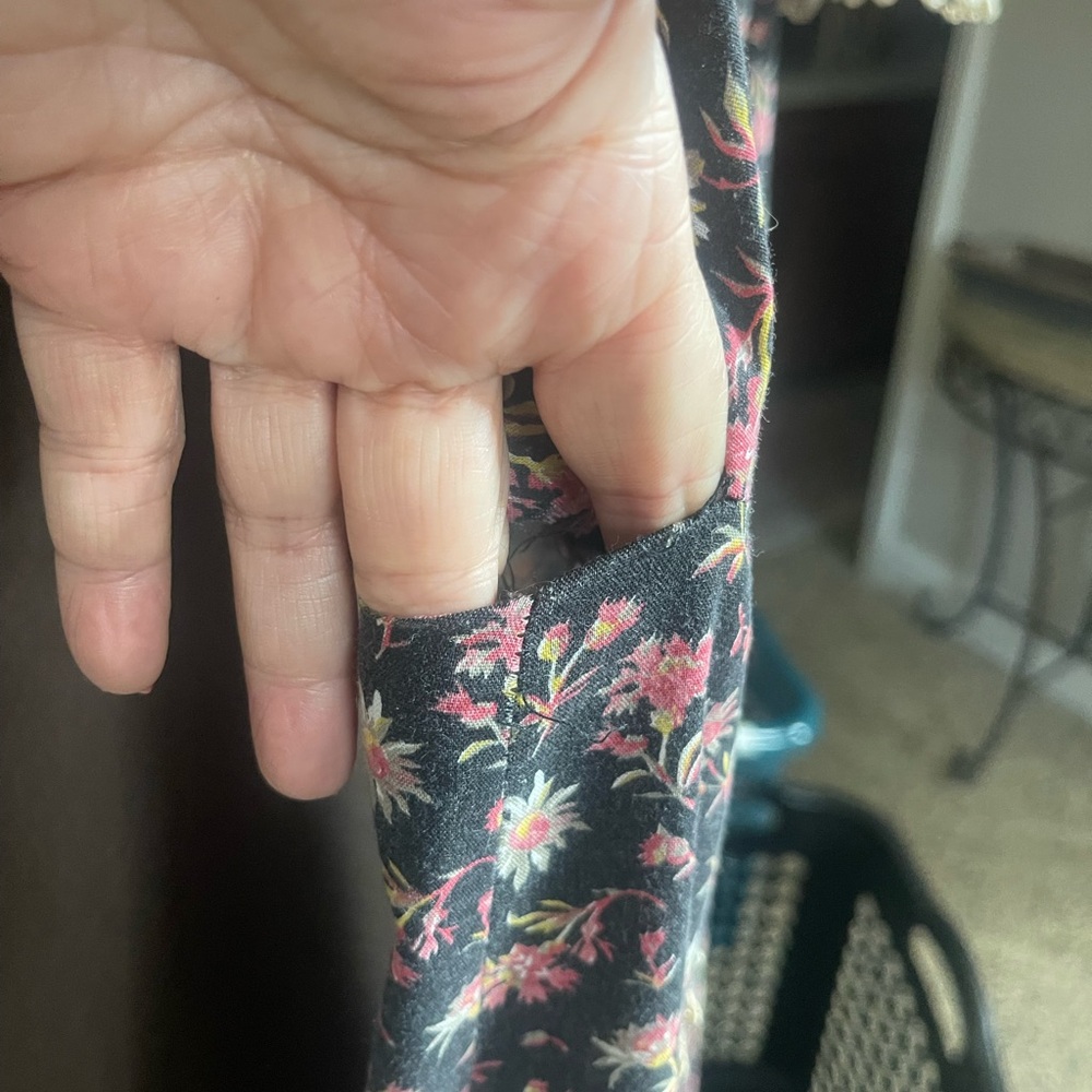 Vintage Dress Lace Up Floral Long Dress Zip Up Back Arm pit to arm pit 13-14”. - Picture 12 of 13